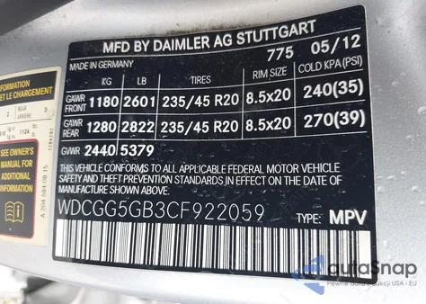 2012 Mercedes-Benz Glk 350 z USA, uszkodzony, nr VIN WDCGG5GB3CF922059